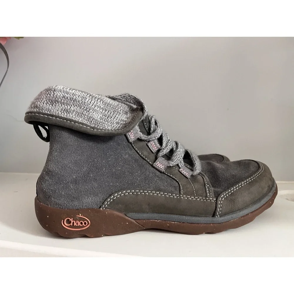 Chaco Barbary Hiking Boots Gray Outdoor Suede Leather Women's 6.5 W1
